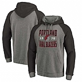 Portland Trail Blazers Fanatics Branded Ash Antique Stack Tri Blend Raglan Pullover Hoodie Fyun,baseball caps,new era cap wholesale,wholesale hats